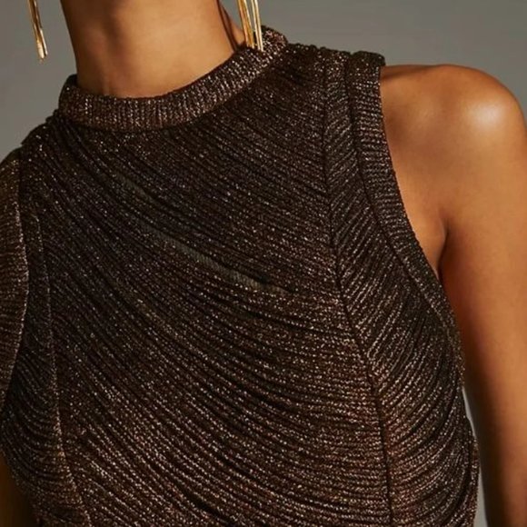 Anthropologie Mohan Fringed Halter Dress By Not So Serious by Pallavi - Picture 2 of 5